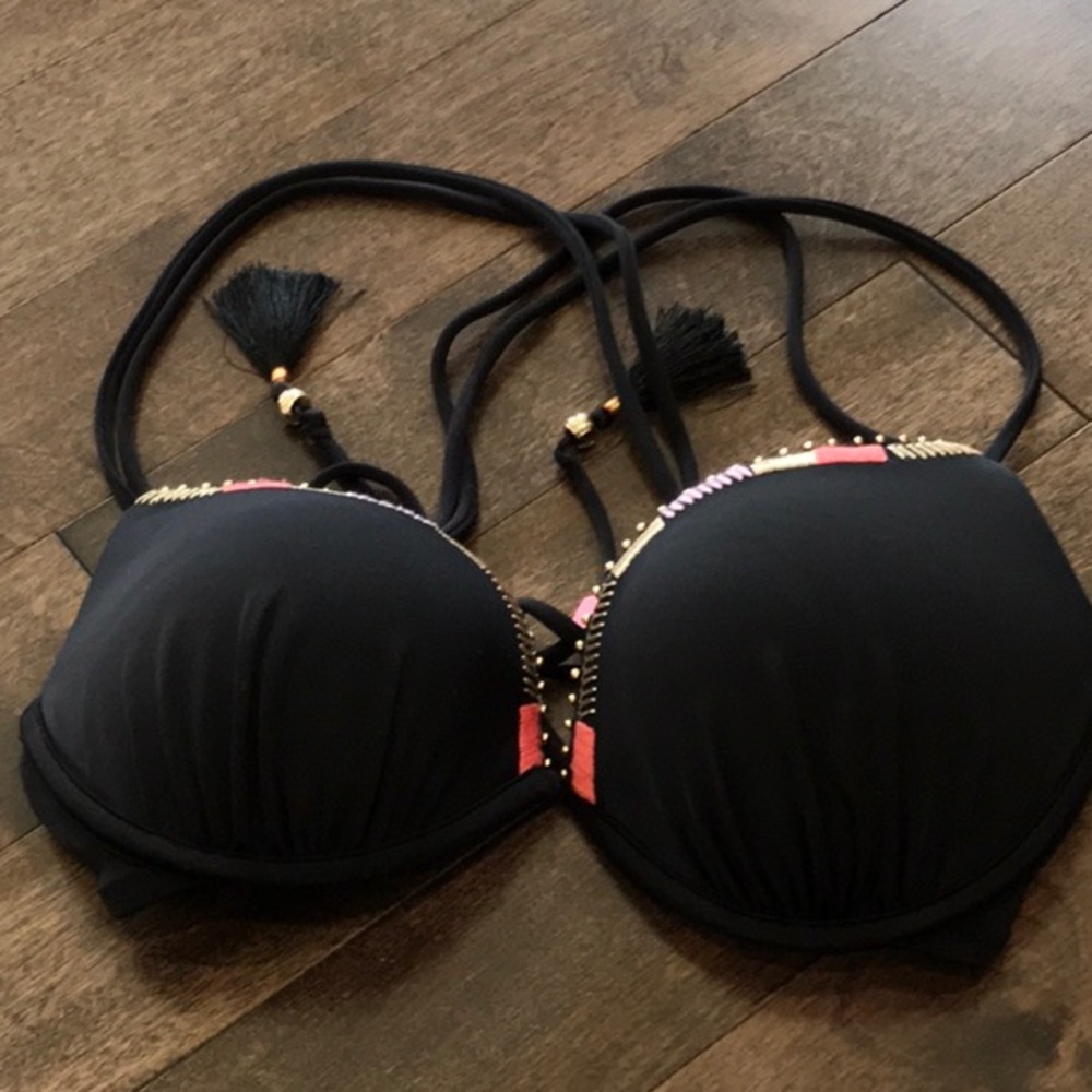 Victoria’s Secret push-up beaded bikini top black